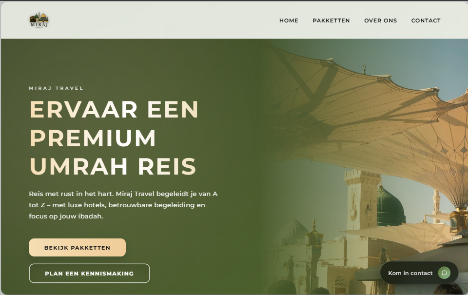 Miraj Travel website screenshot